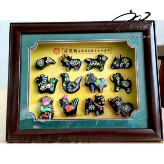 2025蛇年淮阳非遗泥泥狗十二生肖特产文化送外国友人工艺品泥塑伴手礼 十二生肖