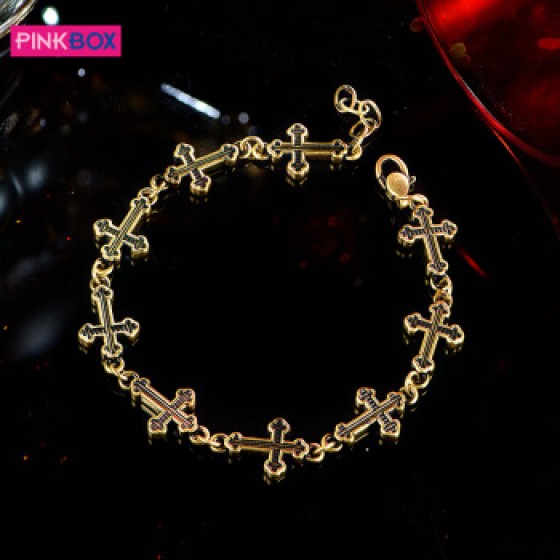 PINKBOXPINKBOX/娉饰珠宝黑金手链三叶十字架潮流风尚电黑黄金工艺手饰 预定金(回货约30天详情咨询客服) 收藏