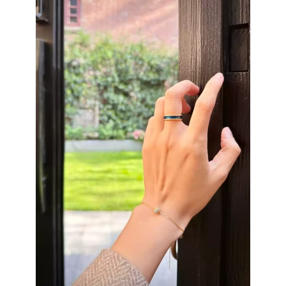 若奈 戏玲珑“流动的珐琅”黄金/14K金Teases古董珠宝摄政王戒指