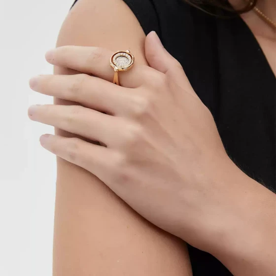 爱琴海余音|925银镀金仿古希腊银币狮子旋转戒指