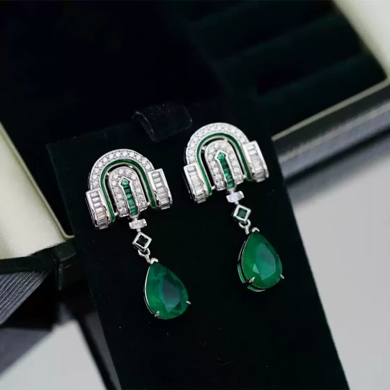 ITALKS喻棠|不列颠传说|925银镀金仿祖母绿artdeco耳坠不易撞款