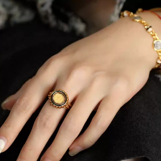 喻棠italks|拜占庭之辉|925银镀金复刻古币戒指翻转双面可戴