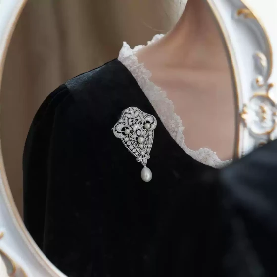 ITALKS喻棠|Daydream|925银天然淡水珍珠古典胸针美好时代碌珠边