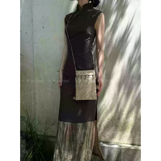 八井octsui【采贝图】新中式天然贝壳手工流苏提花斜挎包手机包包